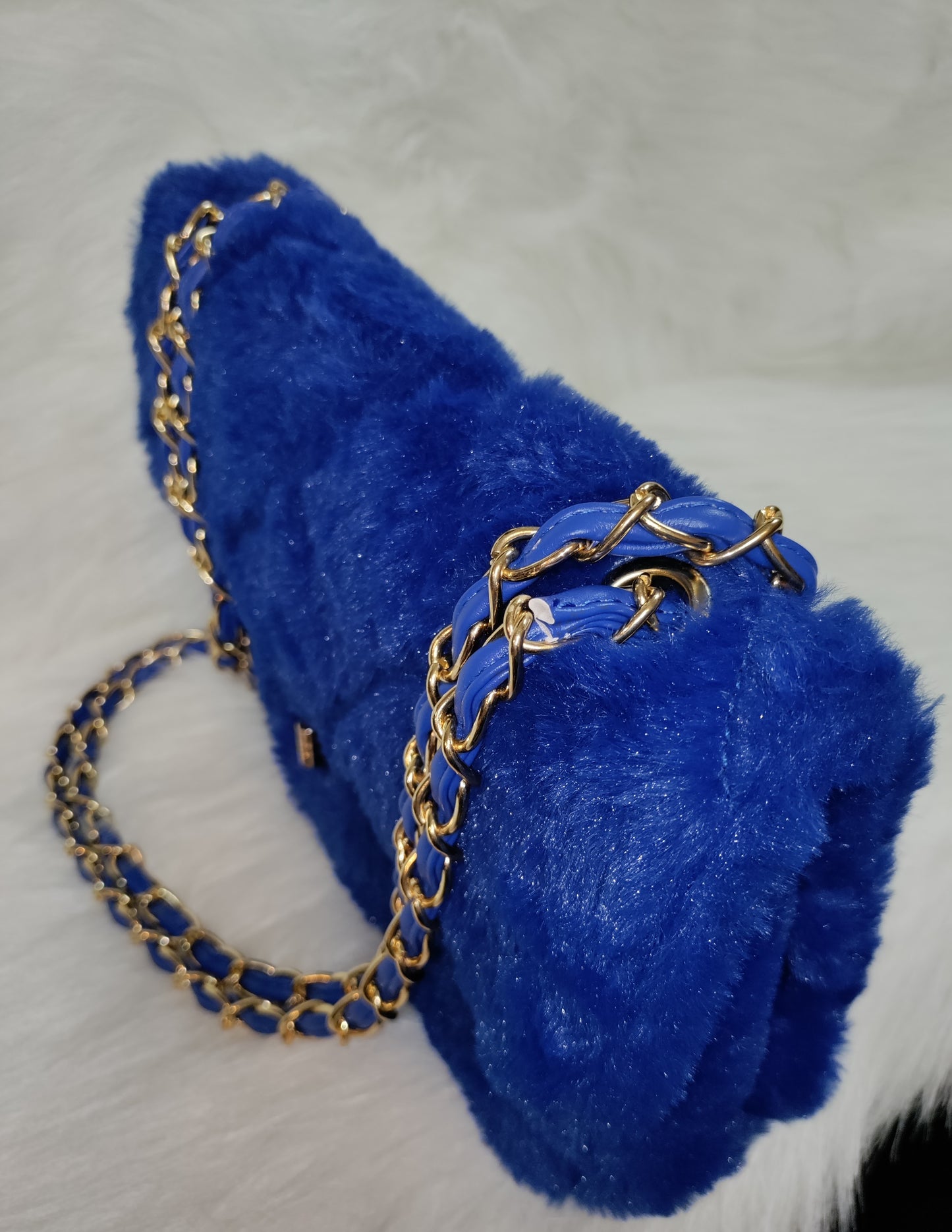 Blue Fluffy Crossbody Bag