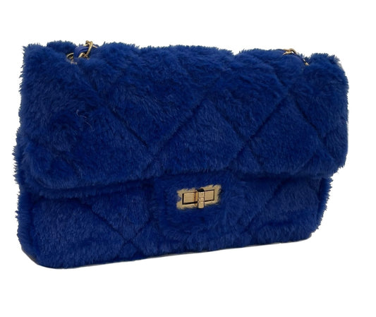Blue Fluffy Crossbody Bag